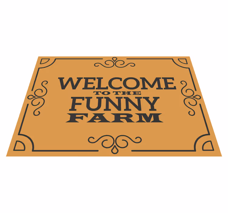 Alfombra vinílica frase bienvenido a la granja divertida - TenVinilo
