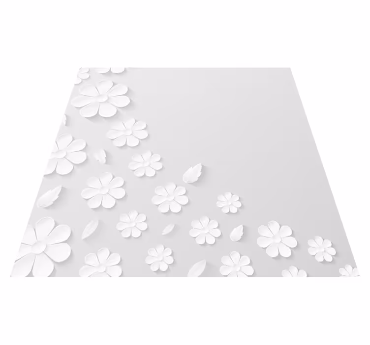 Alfombra vinílica flores Fondo de flores de papel blanco - TenVinilo