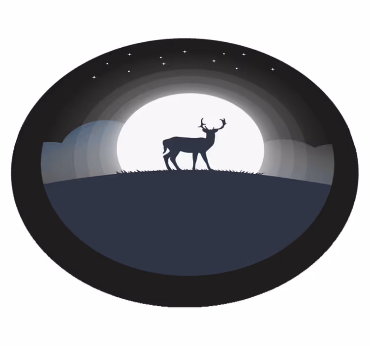 Alfombra vinílica redonda ciervo bajo la luna - TenVinilo