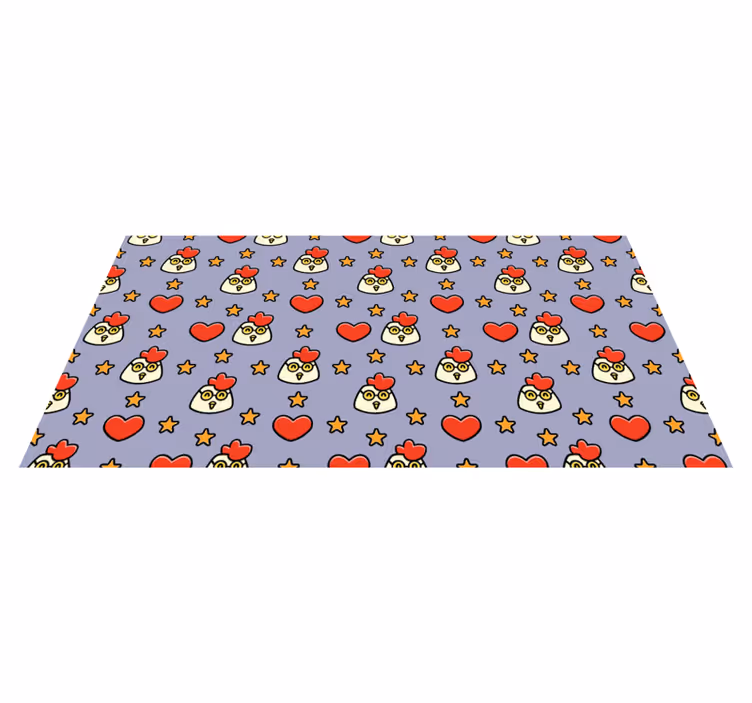 Alfombra vinílica animales encantadores corazones de pollo - TenVinilo
