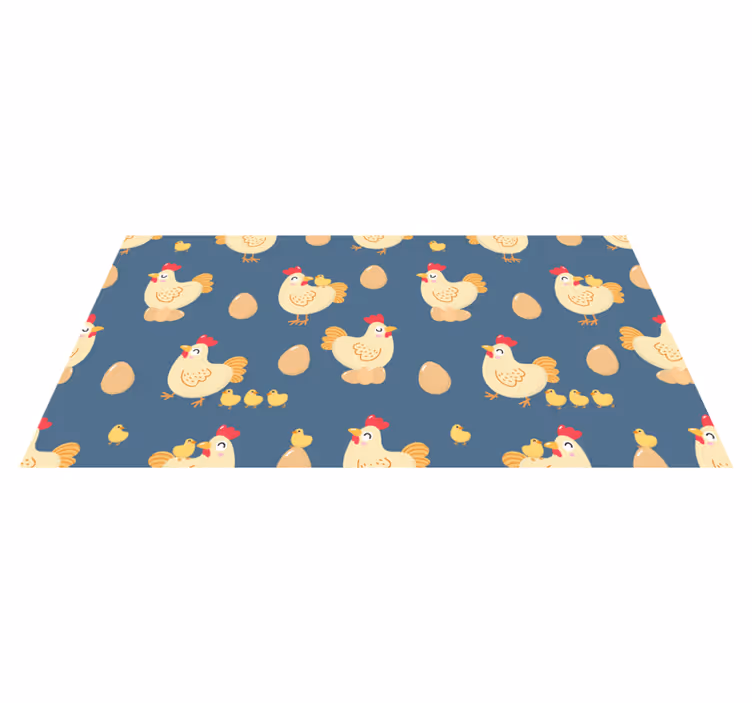 Alfombra vinílica animales patrón de gallina encantadora - TenVinilo