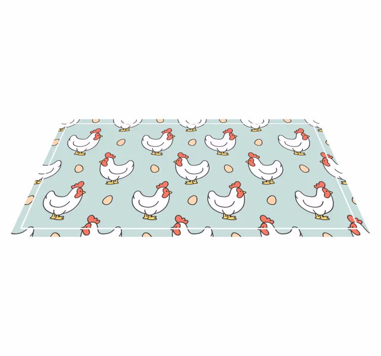 Alfombra vinílica cocina pollos y óvulos - TenVinilo