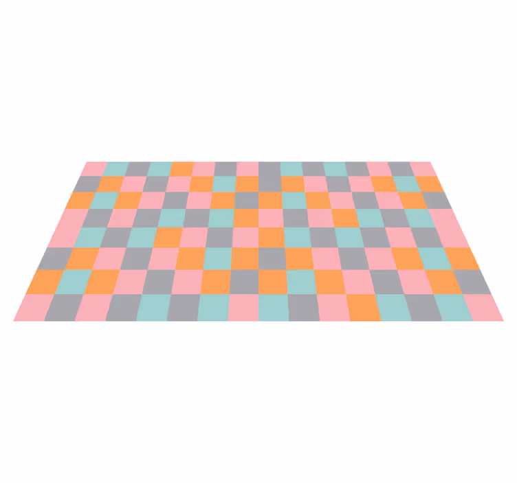 Alfombra vinílica geométrica tablero de ajedrez colorido - TenVinilo