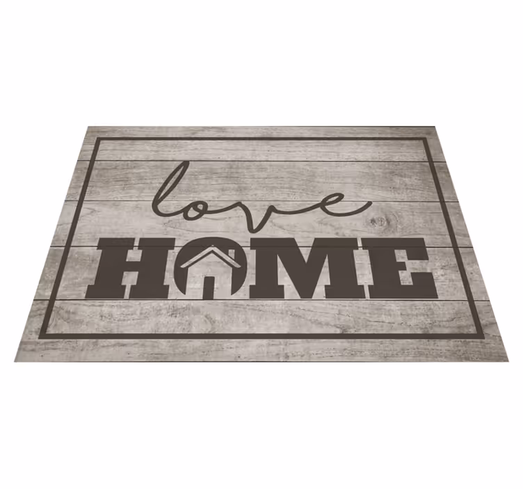 Alfombra vinílica frase casa de madera del amor - TenVinilo