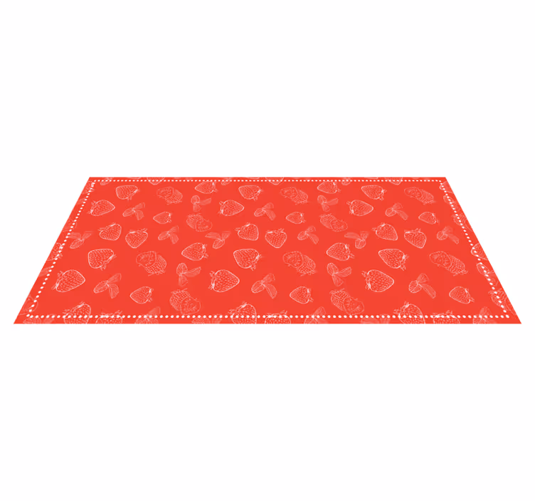 Alfombra vinilo cocina Patrón de doodle de fresa transparente - TenVinilo