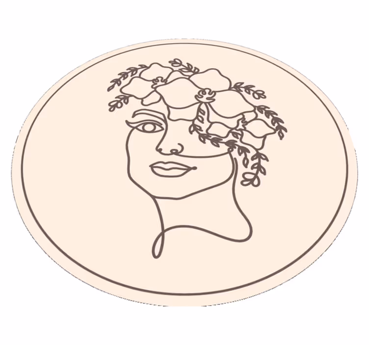 Alfombra vinílica flores Silueta minimalista linda mujer floral - TenVinilo