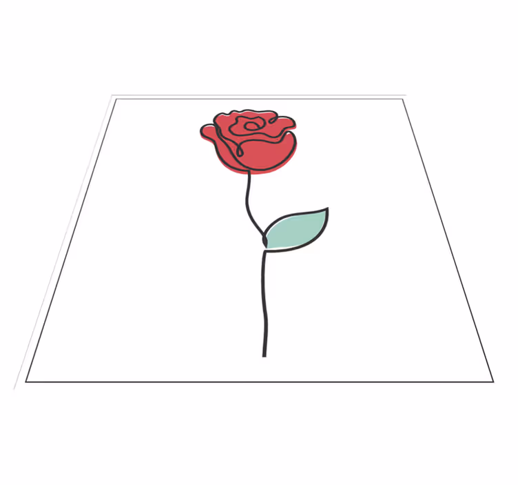 Alfombra vinílica flores Lindo diseño de arte de línea rosa roja - TenVinilo