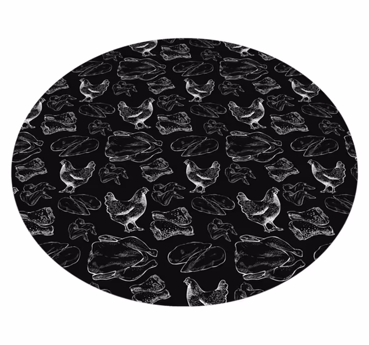 Aflombra vinílica animales Pollo frito blanco y negro - TenVinilo