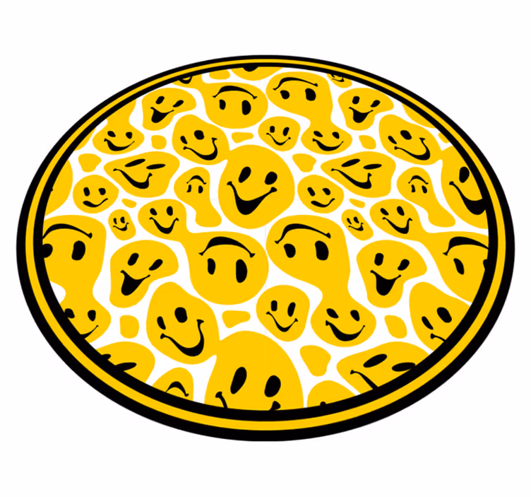 Alfombras vinílicas juvenils Emoticonos sonrientes blancos y amar - TenVinilo