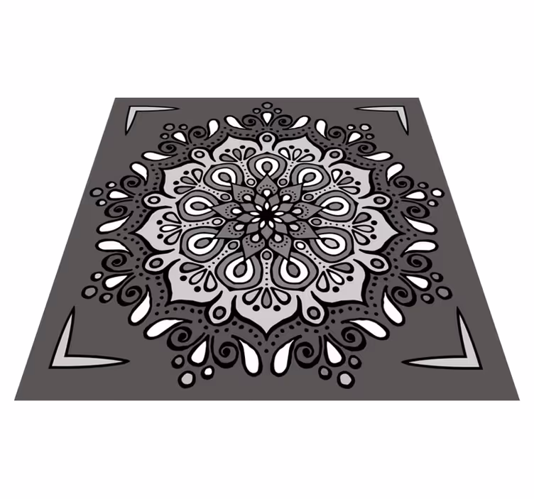 Alfombra vinílica mandala elegante motivo en gris - TenVinilo