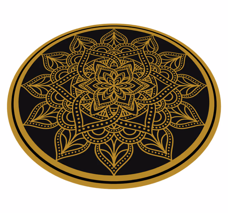 Alfombra vinílica mandala Forma de sol dorado - TenVinilo