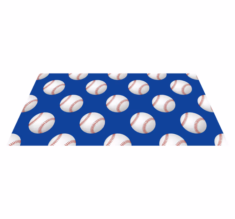 Alfombra vinilo rectangular Pelotas de béisbol sobre un fondo azu - TenVinilo