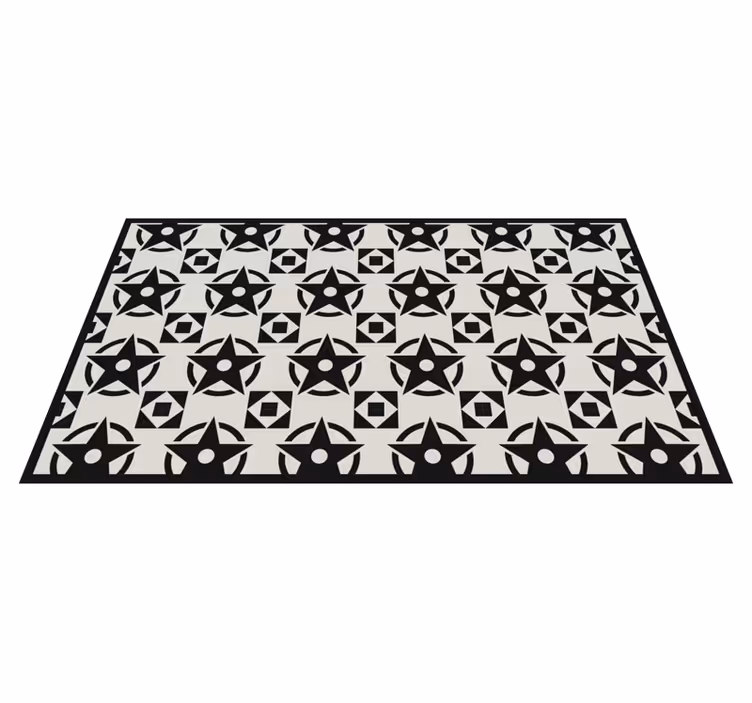 Alfombra vinílica moderna patrón de estrella negra - TenVinilo