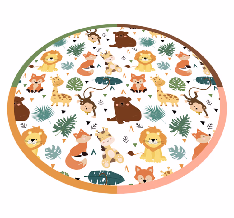 Alfombra vinílica animales amigos coloridos de la jungla - TenVinilo