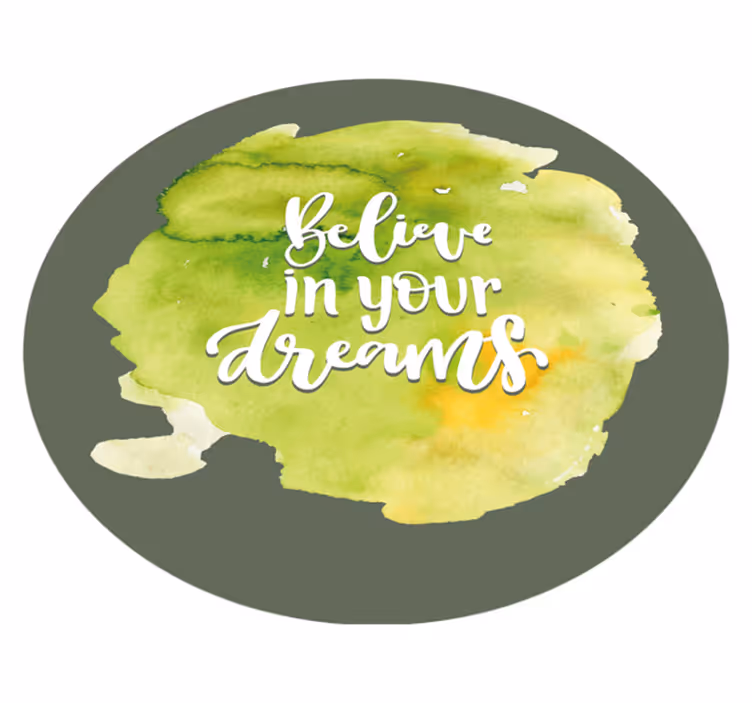 Alfombra vinilo redonda Acuarela verde con mensaje positivo - TenVinilo