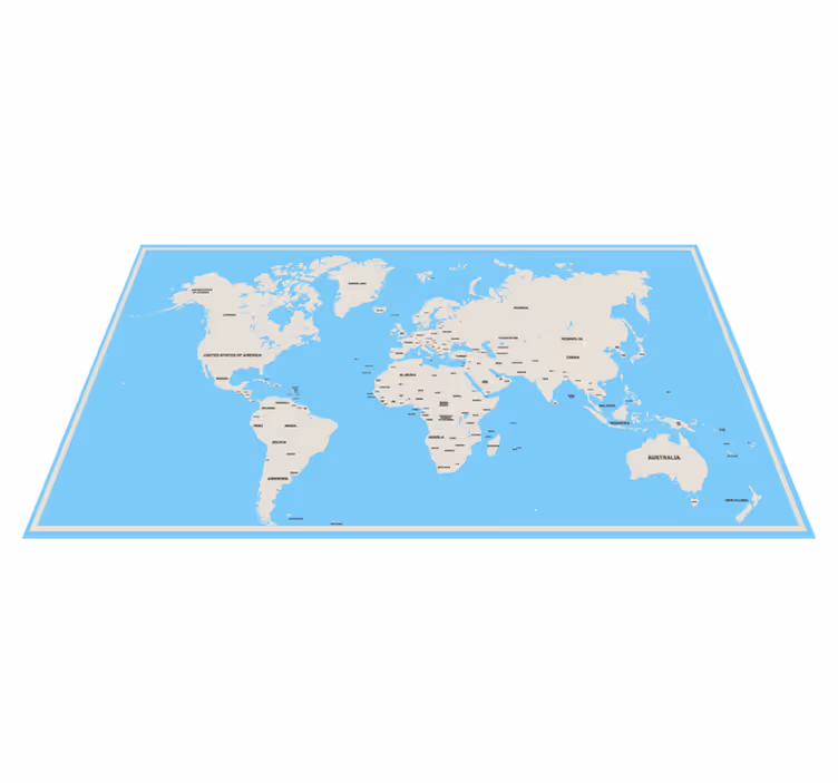 Alfombra de vinilo mapamundi Colores claros con nombres de países - TenVinilo