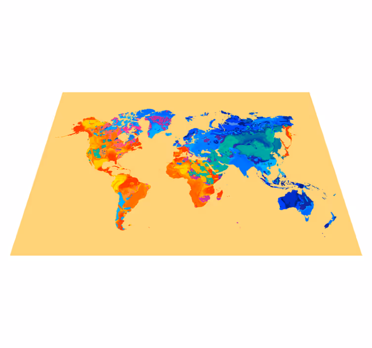 Alfombra vinílica mapamundi mapa mundial brillante - TenVinilo