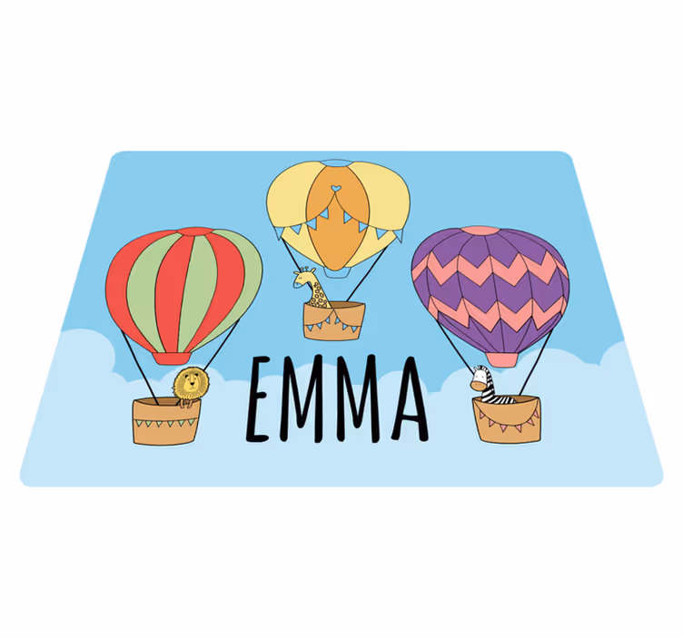 Alfombra vinílica personalizable Globos de colores con animales l - TenVinilo