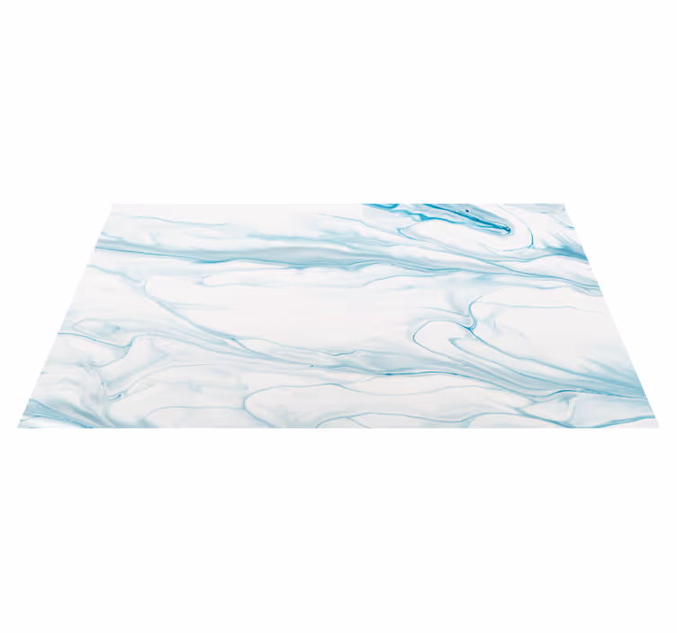 Alfombra vinílica textura Mármol azul claro y blanco - TenVinilo
