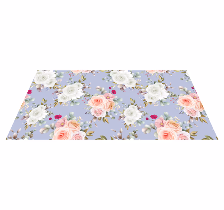 Alfombra vinílica flores elegantes patrones de rosas - TenVinilo