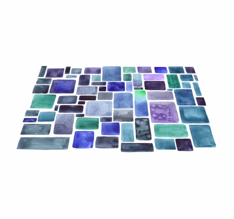 Alfombra vinílica imitación tonos azules bloque - TenVinilo