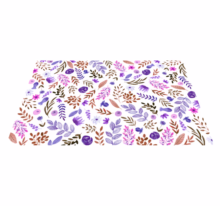 Alfombra vinílica flores Pétalos de acuarela púrpura - TenVinilo