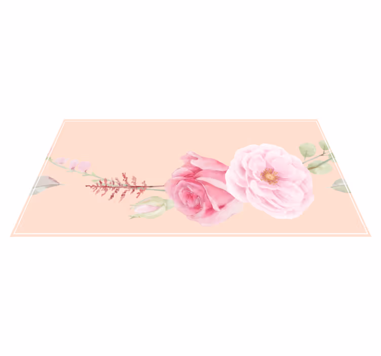 Alfombra vinílica flores rosas de tono ruborizado - TenVinilo