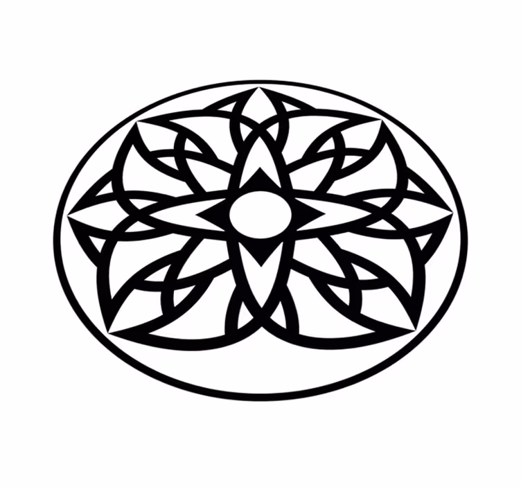 Alfombra vinílica mandala diseño en blanco y negro - TenVinilo