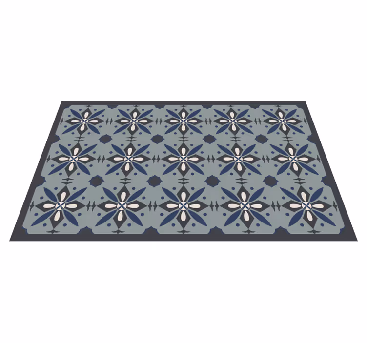 Alfombra vinílica hidráulica motivo botánico gris - TenVinilo