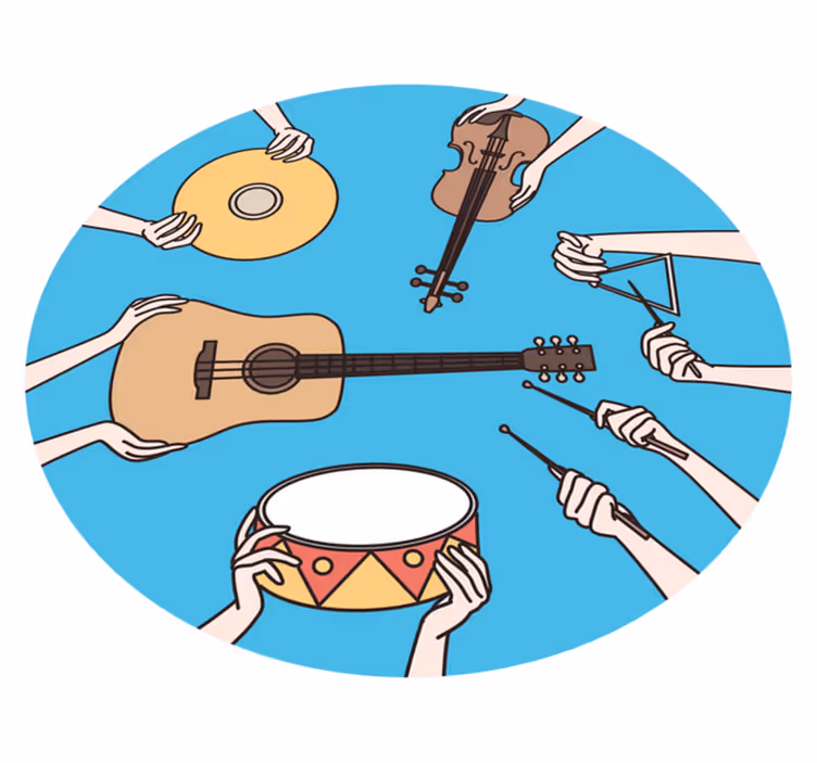 Alfombra vinílica dormitorio Instrumentos musicales artes creativ - TenVinilo