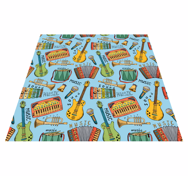 Alfombra vinilo cuadrada Patrón de instrumento musical pintado - TenVinilo