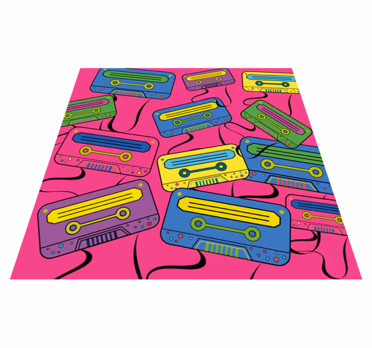 Alfombra vinílica juvenil cintas de casete vibrantes - TenVinilo