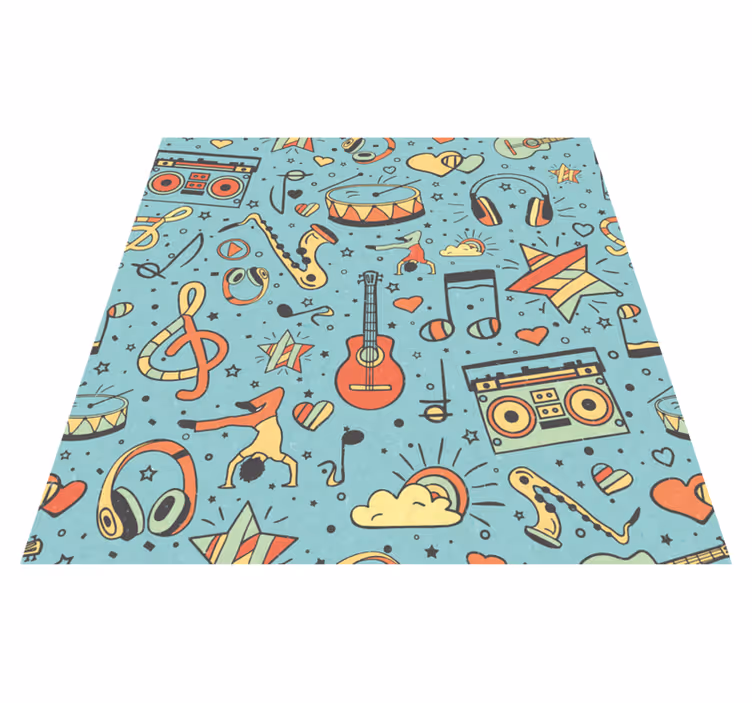 Alfombra vinílica infantil símbolos musicales juguetones - TenVinilo