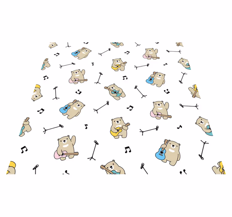Alfombra vinilo cuadrada Patrón de dibujos animados de peluche de - TenVinilo