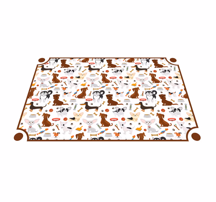 Alfombra vinílica animales lindos compañeros caninos - TenVinilo