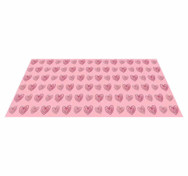 Alfombra vinilo rectangular Doodle corazones rosa patrón - TenVinilo
