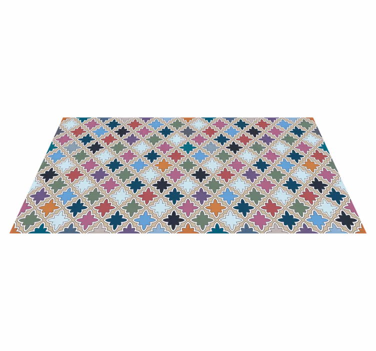 Alfombra vinílica baño Colorido patrón de azulejos de forma irreg - TenVinilo