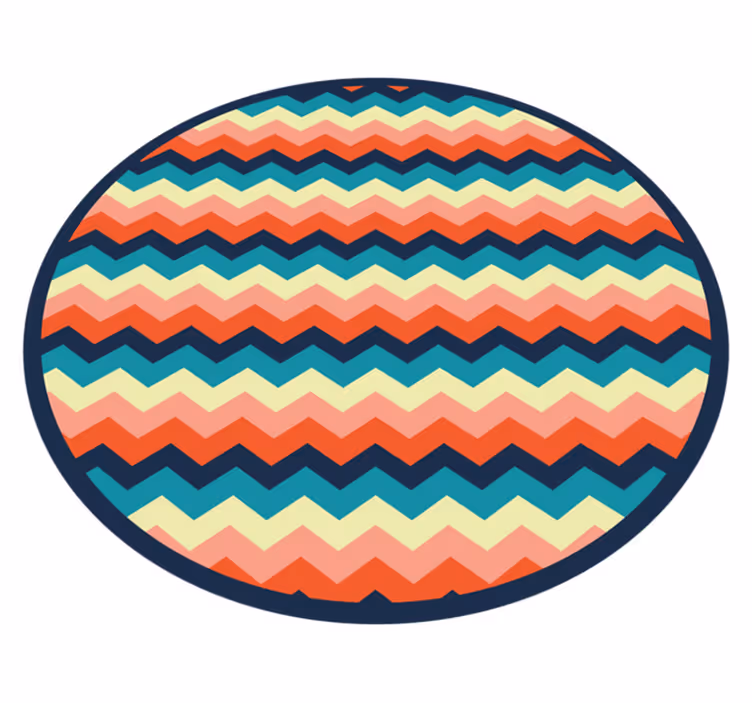 Alfombra vinilo redonda Diseño multicolor en zig zag - TenVinilo