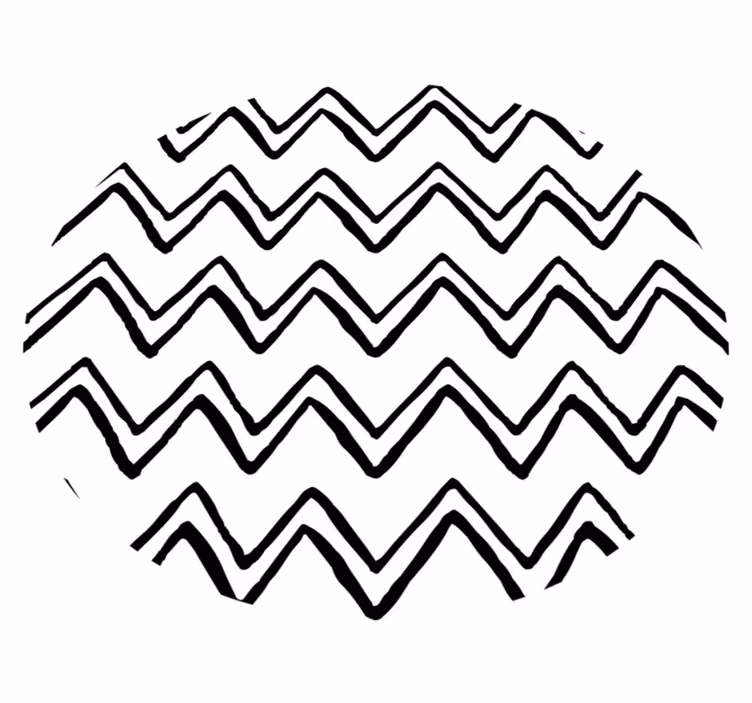 Alfombra vinilo redonda Diseño irregular en zig zag en blanco y n - TenVinilo