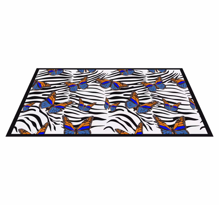 Alfombra vinílica animal print mariposas en cebra - TenVinilo