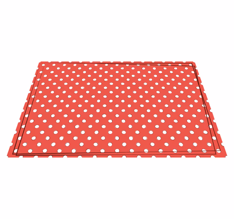 Alfombra vinílica imitación madera lunares rojos - TenVinilo