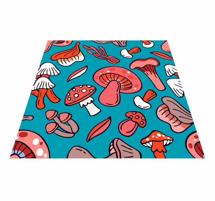 Alfombra vinílica naturaleza estampado de hongos animado - TenVinilo