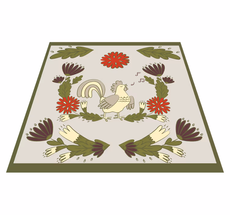 Alfombra vinílica animales gallo folclórico - TenVinilo