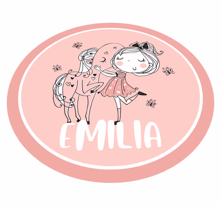 Alfombra vinílica personalizable Princesa caballo amor - TenVinilo