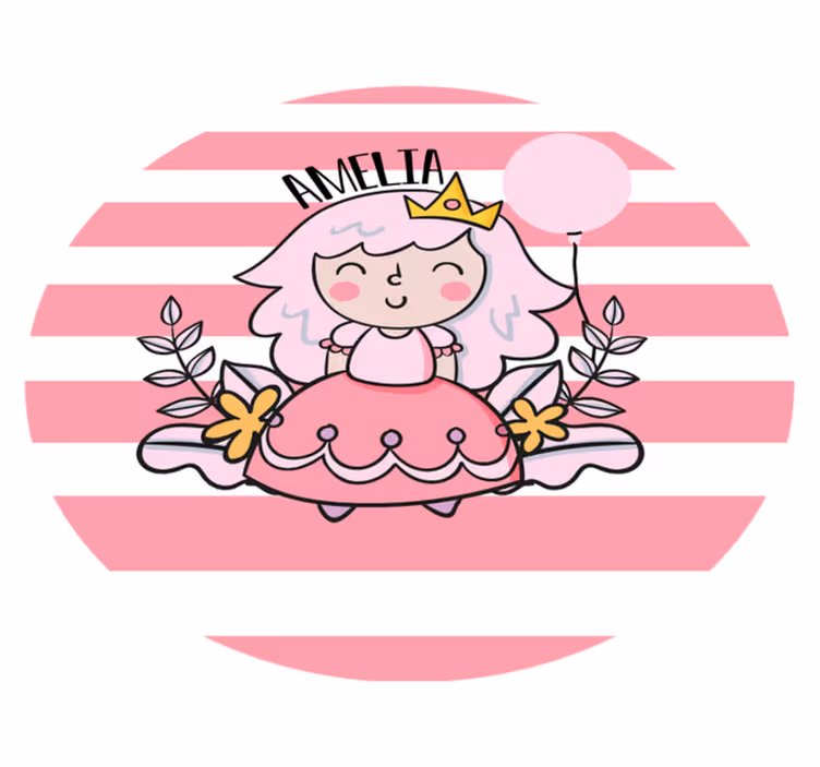 Alfombra vinílica personalizable Princesa de hadas rosa con globo - TenVinilo