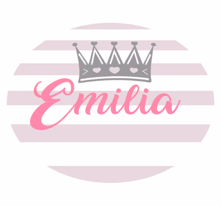 Alfombra vinílica personalizable Corona de plata con nombre rosa - TenVinilo