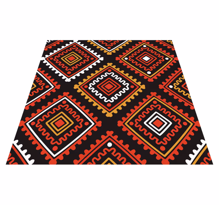 Alfombra de vinilo étnica Patrón geométrico colores cálidos - TenVinilo