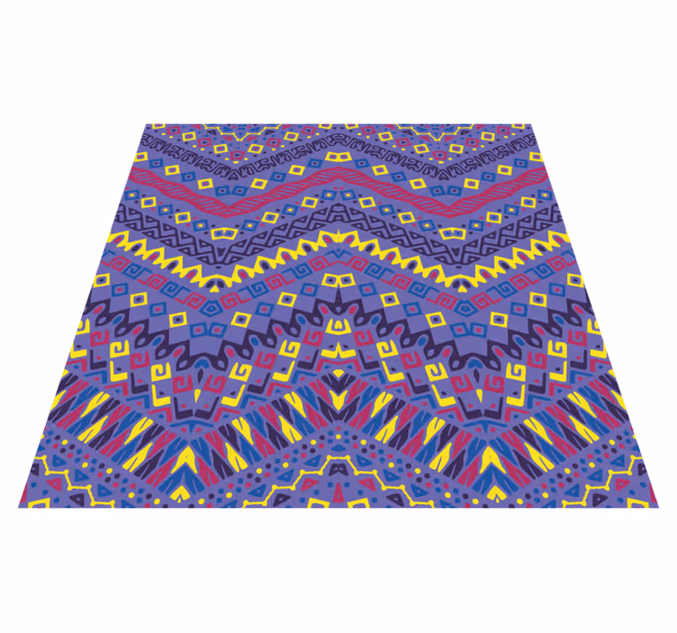 Alfombra de vinilo étnica Diseño en zig zag azul - TenVinilo