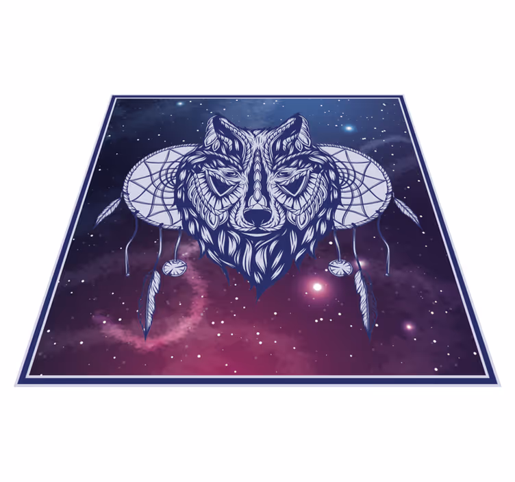 Alfombra vinílica dormitorio motivo de atrapasueños de lobo - TenVinilo
