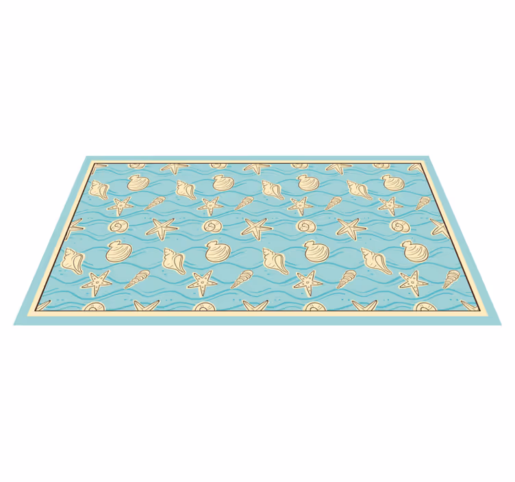 Alfombra vinílica baño inspiración de conchas marinas - TenVinilo
